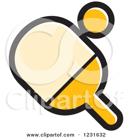 Clipart of a Yellow Table Tennis Paddle and Ball Icon - Royalty Free Vector Illustration by Lal Perera