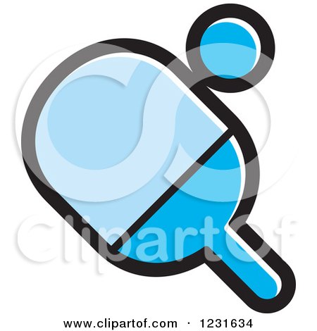 Clipart of a Blue Table Tennis Paddle and Ball Icon - Royalty Free Vector Illustration by Lal Perera