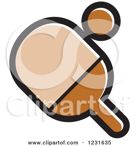 Clipart of a Brown Table Tennis Paddle and Ball Icon - Royalty Free Vector Illustration by Lal Perera