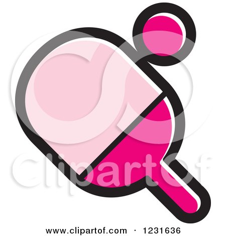 Clipart of a Pink Table Tennis Paddle and Ball Icon - Royalty Free Vector Illustration by Lal Perera