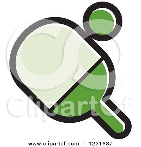 Clipart of a Green Table Tennis Paddle and Ball Icon - Royalty Free Vector Illustration by Lal Perera