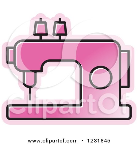 Clipart of a Pink Sewing Machine Icon - Royalty Free Vector Illustration by Lal Perera