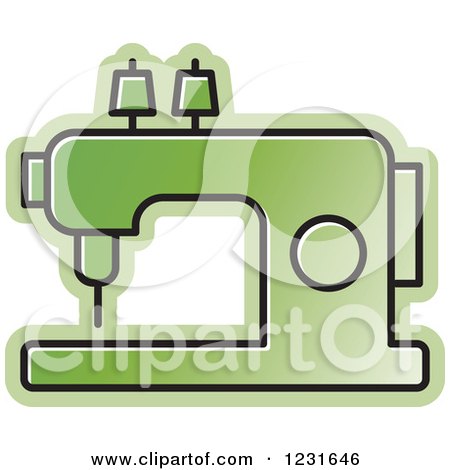 Clipart of a Green Sewing Machine Icon - Royalty Free Vector Illustration by Lal Perera