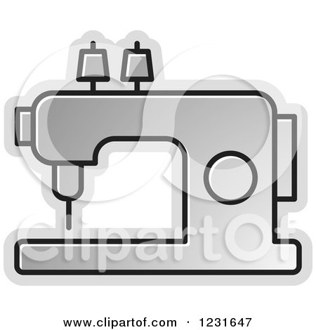 Clipart of a Silver Sewing Machine Icon - Royalty Free Vector Illustration by Lal Perera