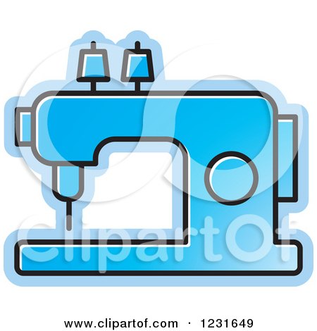 Clipart of a Blue Sewing Machine Icon - Royalty Free Vector Illustration by Lal Perera