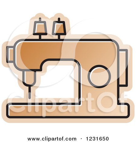 Clipart of a Brown Sewing Machine Icon - Royalty Free Vector Illustration by Lal Perera