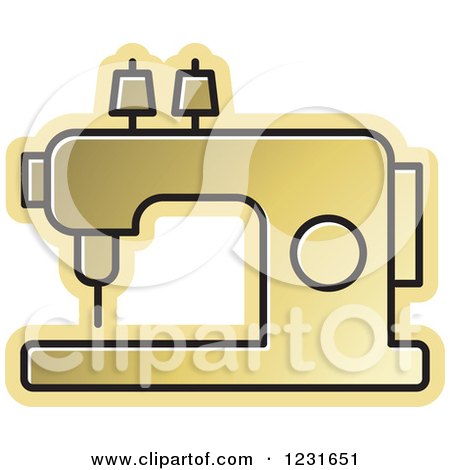 Clipart of a Gold Sewing Machine Icon - Royalty Free Vector Illustration by Lal Perera
