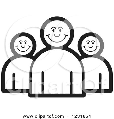 Clipart of a Black and White Happy People Icon - Royalty Free Vector Illustration by Lal Perera