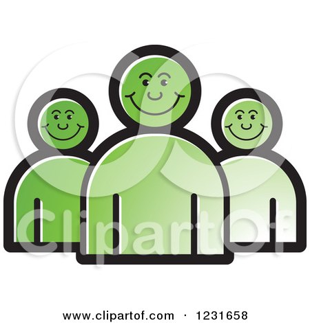 Clipart of a Green Happy People Icon - Royalty Free Vector Illustration by Lal Perera