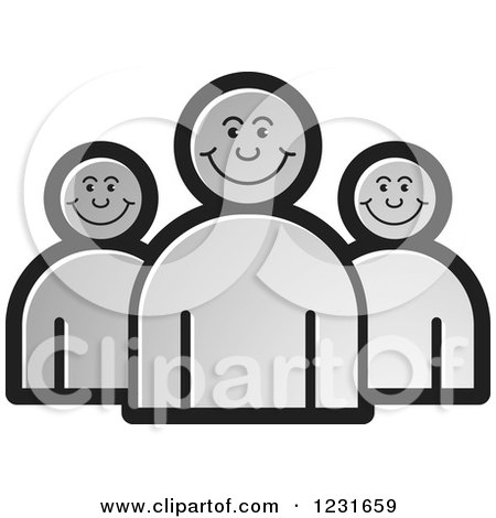 Clipart of a Gray Happy People Icon - Royalty Free Vector Illustration by Lal Perera