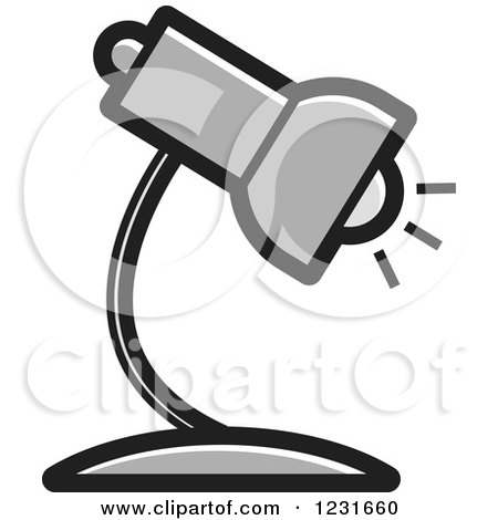 Clipart of a Gray Desk Lamp Icon - Royalty Free Vector Illustration by Lal Perera