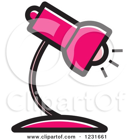 Clipart of a Pink Desk Lamp Icon - Royalty Free Vector Illustration by Lal Perera