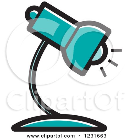 Clipart of a Turquoise Desk Lamp Icon - Royalty Free Vector Illustration by Lal Perera