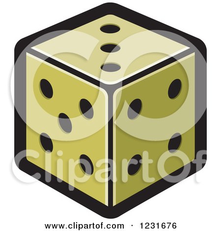 Clipart of a Green Dice Icon - Royalty Free Vector Illustration by Lal Perera