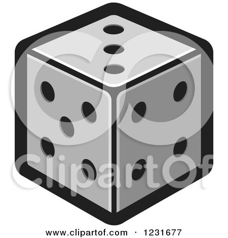 Clipart of a Gray Dice Icon - Royalty Free Vector Illustration by Lal Perera