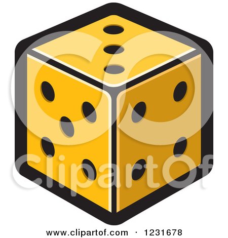 Clipart of an Orange Dice Icon - Royalty Free Vector Illustration by Lal Perera