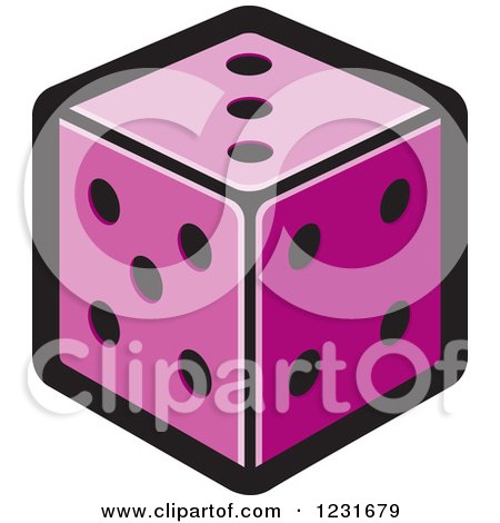 Clipart of a Purple Dice Icon - Royalty Free Vector Illustration by Lal Perera