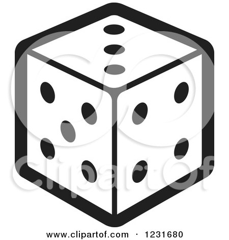Clipart of a Black and White Dice Icon - Royalty Free Vector Illustration by Lal Perera