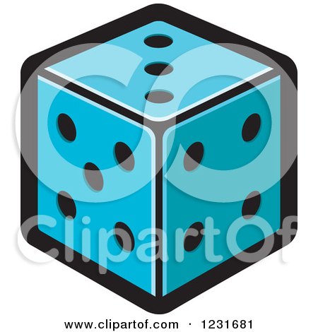 Clipart of a Blue Dice Icon - Royalty Free Vector Illustration by Lal Perera