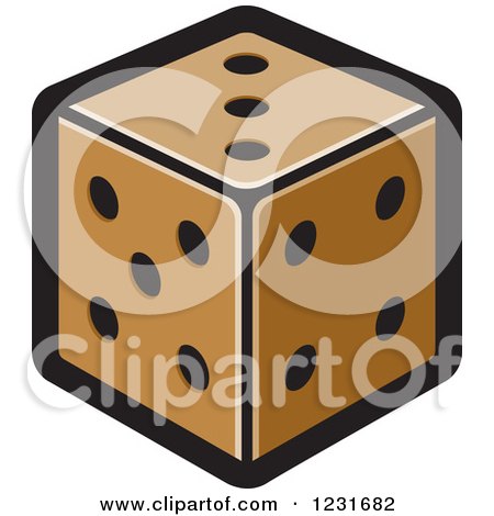 Clipart of a Brown Dice Icon - Royalty Free Vector Illustration by Lal Perera