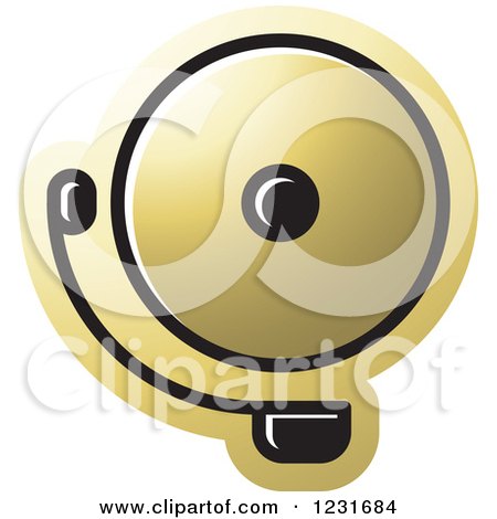 Clipart of a Gold Electric Bell Icon - Royalty Free Vector Illustration by Lal Perera