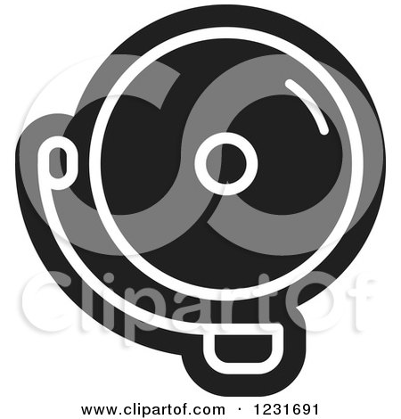 Clipart of a Black and White Electric Bell Icon 2 - Royalty Free Vector Illustration by Lal Perera