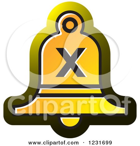 Clipart of a Yellow Bell with a Cross X Icon - Royalty Free Vector Illustration by Lal Perera
