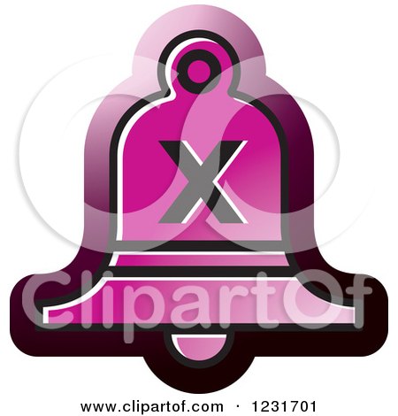 Clipart of a Purple Bell with a Cross X Icon - Royalty Free Vector Illustration by Lal Perera