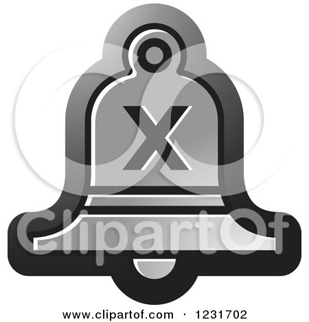 Clipart of a Silver Bell with a Cross X Icon - Royalty Free Vector Illustration by Lal Perera