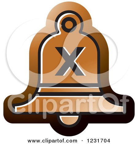 Clipart of a Brown Bell with a Cross X Icon - Royalty Free Vector Illustration by Lal Perera