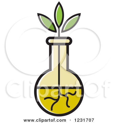 Clipart of a Plant and Yellow Vase Icon - Royalty Free Vector Illustration by Lal Perera