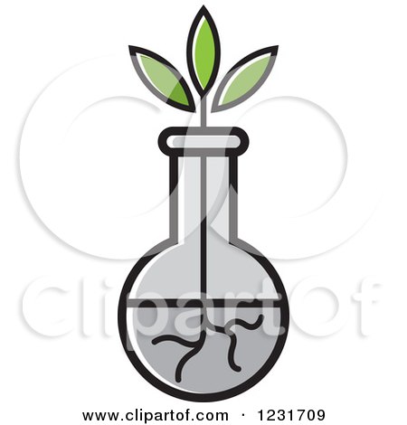 Clipart of a Plant and Vase Icon - Royalty Free Vector Illustration by Lal Perera