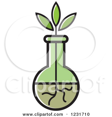 Clipart of a Plant and Green Vase Icon - Royalty Free Vector Illustration by Lal Perera