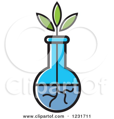 Clipart of a Plant and Blue Vase Icon - Royalty Free Vector Illustration by Lal Perera