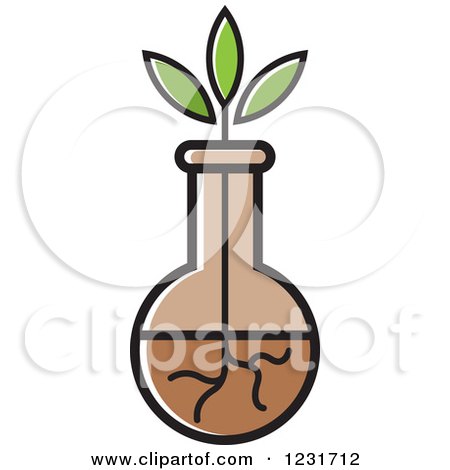 Clipart of a Plant and Brown Vase Icon - Royalty Free Vector Illustration by Lal Perera