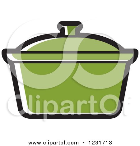 Clipart of a Green Pot Icon - Royalty Free Vector Illustration by Lal Perera