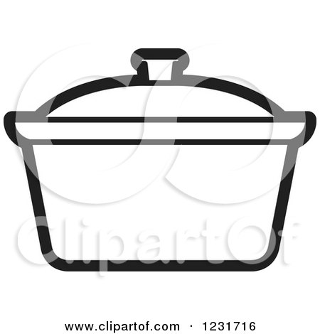 Clipart of a Black and White Pot Icon - Royalty Free Vector Illustration by Lal Perera