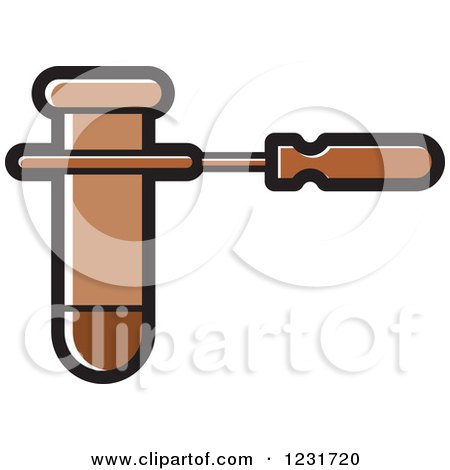 Clipart of a Brown Test Tube and Holder Icon - Royalty Free Vector Illustration by Lal Perera
