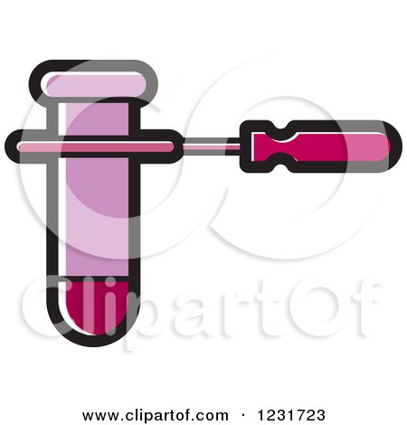 Clipart of a Pink Test Tube and Holder Icon - Royalty Free Vector Illustration by Lal Perera