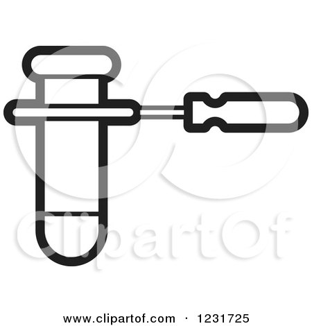 Clipart of a Black and White Test Tube and Holder Icon - Royalty Free Vector Illustration by Lal Perera