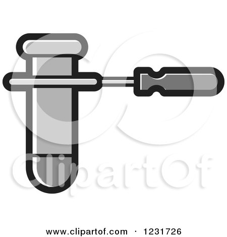 Clipart of a Gray Test Tube and Holder Icon - Royalty Free Vector Illustration by Lal Perera