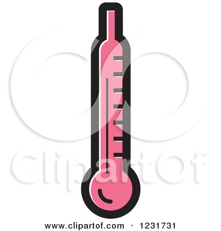 Clipart of a Pink Thermometer Icon - Royalty Free Vector Illustration by Lal Perera