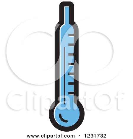 Clipart of a Blue Thermometer Icon - Royalty Free Vector Illustration by Lal Perera