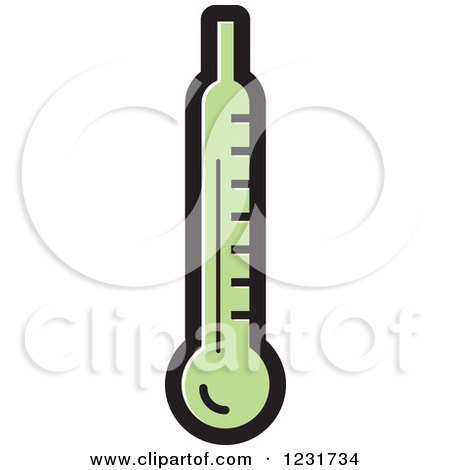 Clipart of a Green Thermometer Icon - Royalty Free Vector Illustration by Lal Perera