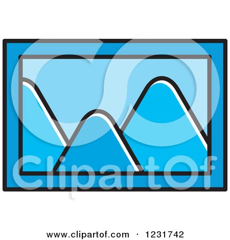 Clipart of a Blue Mountain Picture Icon - Royalty Free Vector Illustration by Lal Perera