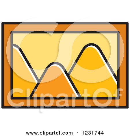 Clipart of an Orange Mountain Picture Icon - Royalty Free Vector Illustration by Lal Perera