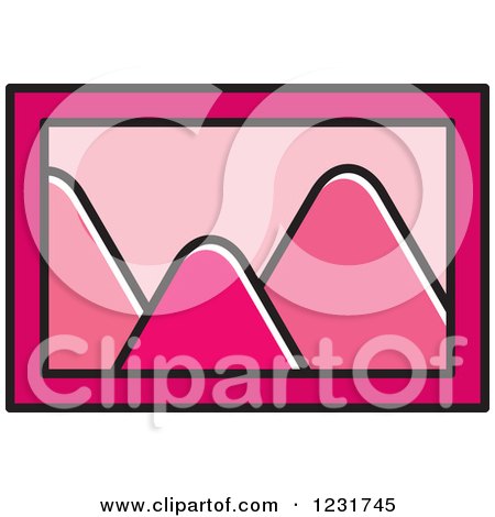 Clipart of a Pink Mountain Picture Icon - Royalty Free Vector Illustration by Lal Perera