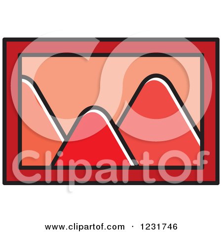 Clipart of a Red Mountain Picture Icon - Royalty Free Vector Illustration by Lal Perera