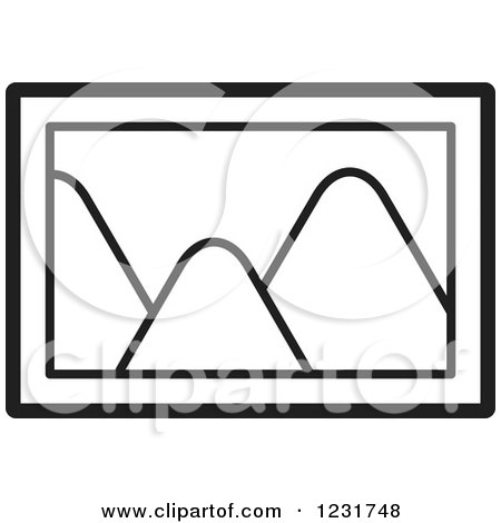 Clipart of a Black and White Mountain Picture Icon - Royalty Free Vector Illustration by Lal Perera