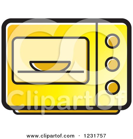 Clipart of a Yellow Microwave Icon - Royalty Free Vector Illustration by Lal Perera